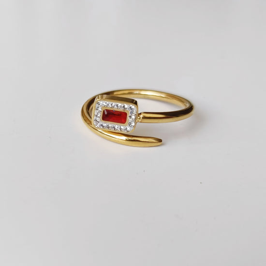Red pearl nail ring